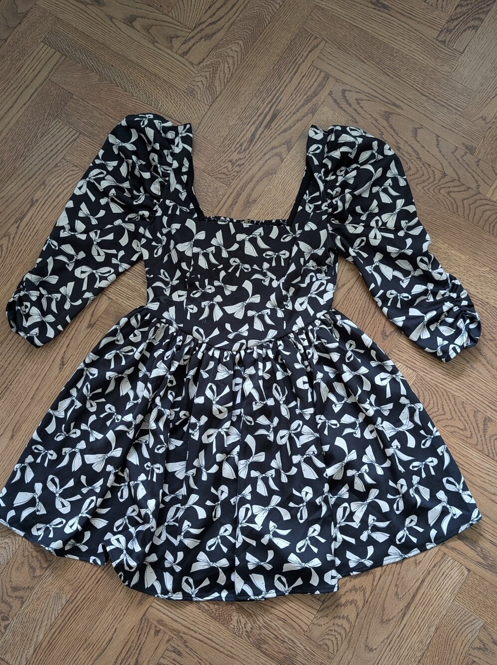 For Love And Lemons Black Dress with White Bow Print Size Small